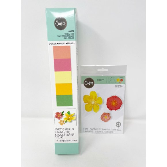 Sizzix Card Making Scrapbooking Bundle Sculpting Foam & Floral Blossoms Die Cuts - Picture 1 of 6